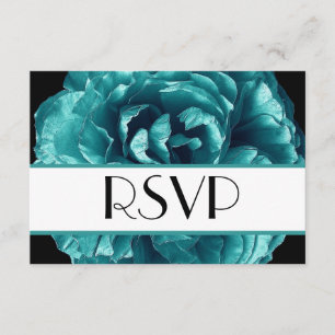 Cartão de Resposta de Casamento de Rosa RSVP Aqua 
