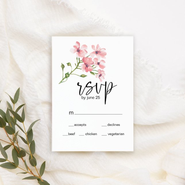 Cartão de Resposta de Casamento de Rosas Cor-de-Ro (Criador carregado)