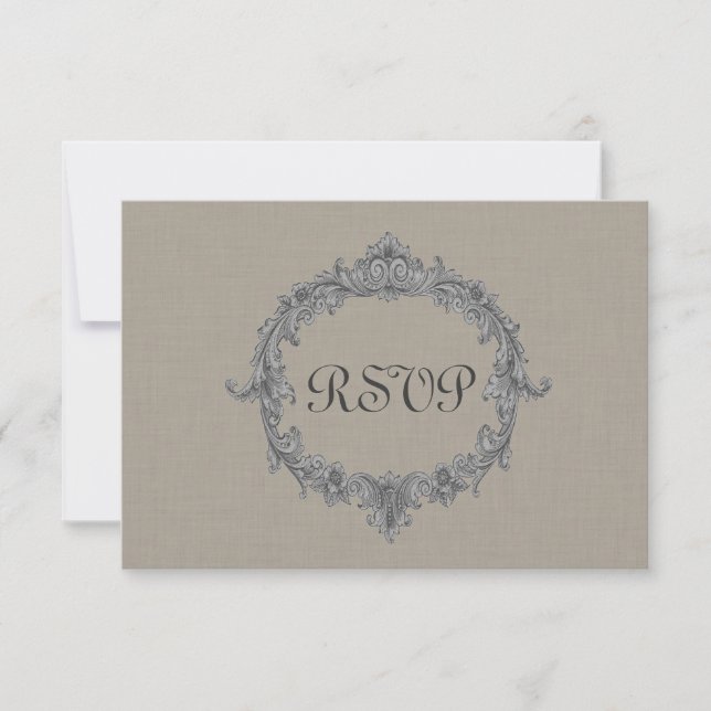Cartão de Resposta de Casamento de RSVP de Frame d (Frente)