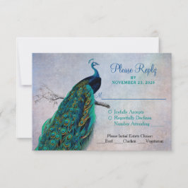 Cartão de Resposta de Casamento de RSVP de Peacock
