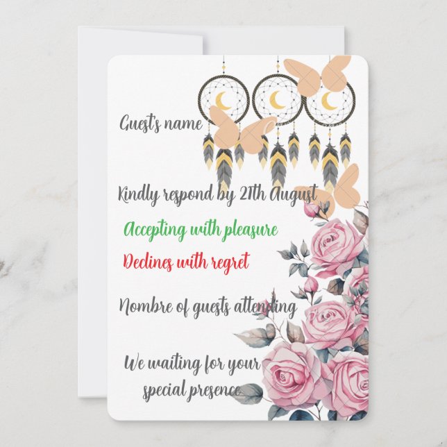 Cartão de Resposta de Casamento de Sonho com Flora (Frente)