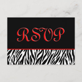 Cartão de Resposta de Casamento de Zebra RSVP com 