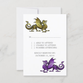 Cartão de Resposta de Casamento do Dragão Roxo Dou