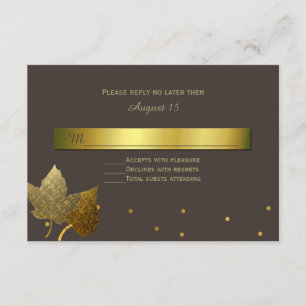 Cartão de Resposta de Casamento do Ouro de Queda
