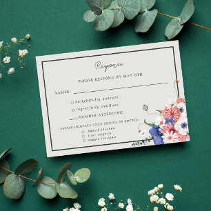Cartão de Resposta de Casamento do Wildflower Boho