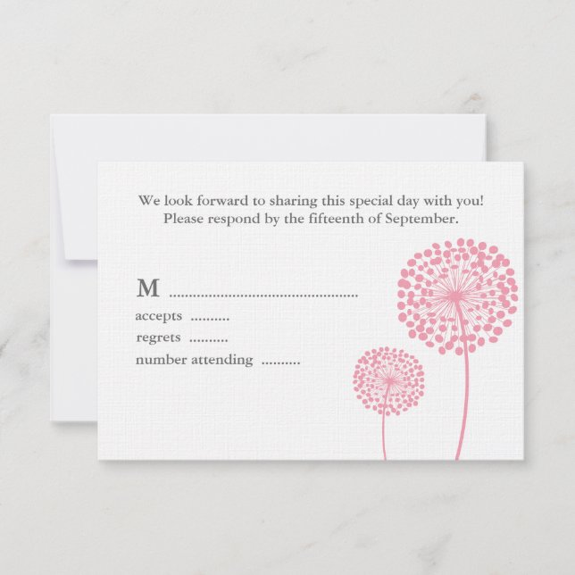 Cartão de Resposta de Casamento Doce Dandelions (Frente)