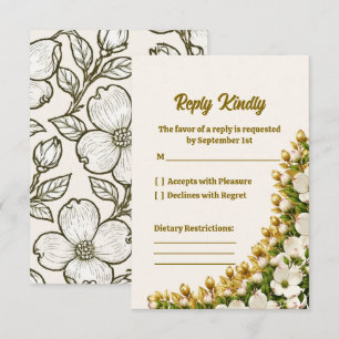 Cartão de Resposta de Casamento Dogwood da Carolin