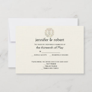 Cartão de Resposta de Casamento Dourado Celta da Á