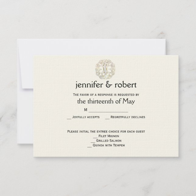 Cartão de Resposta de Casamento Dourado Celta da Á (Frente)