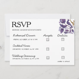 Cartão de Resposta de Casamento Elegância Real Dou