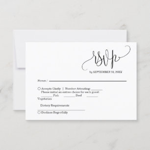 Cartão de Resposta de Casamento Elegante