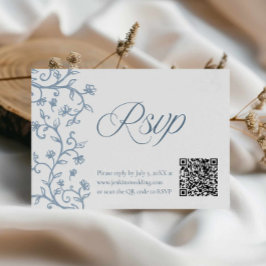 Cartão de Resposta de Casamento Elegante Azul Toil