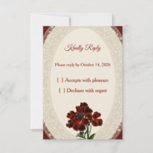 Cartão de Resposta de Casamento Elegante Burgundy 