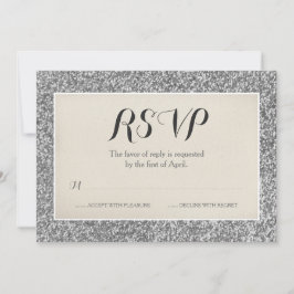 Cartão de Resposta de Casamento Elegante com Brilh