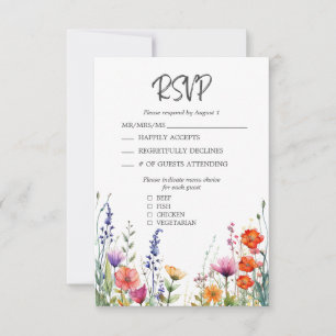 Cartão de Resposta de Casamento Elegante com Flore