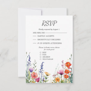 Cartão de Resposta de Casamento Elegante com Flore