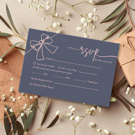 Cartão de Resposta de Casamento Elegante com Laço