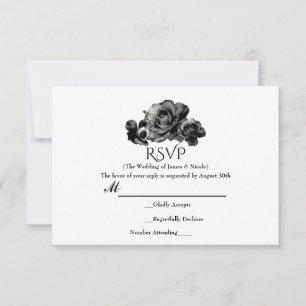 Cartão de Resposta de Casamento Elegante com Rosas