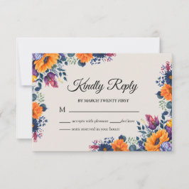 Cartão de Resposta de casamento elegante floral de