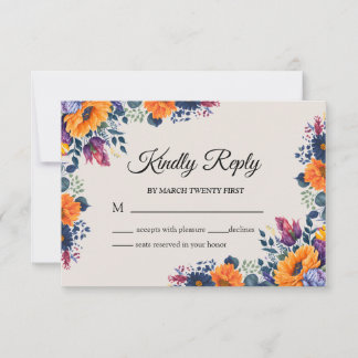 Cartão de Resposta de casamento elegante floral de