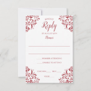 Cartão de Resposta de Casamento Elegante Nadine