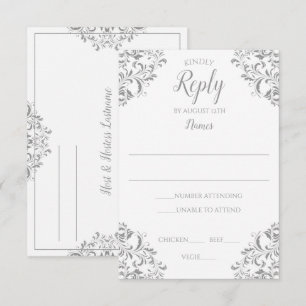 Cartão de Resposta de Casamento Elegante - Nadine 