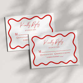 Cartão de Resposta de Casamento Elegante Ondulado 