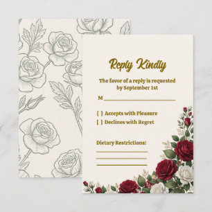 Cartão de Resposta de Casamento Elegante Rosa em F