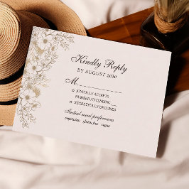 Cartão de Resposta de Casamento Elegante Vintage