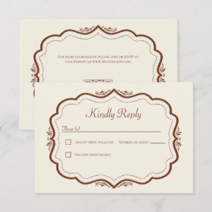 Cartão de Resposta de Casamento Elegante Vintage d