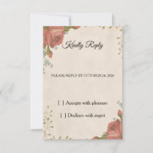 Cartão de Resposta de Casamento Elegante Vintage R