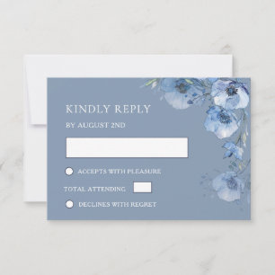 Cartão de Resposta de Casamento em Aquarela Azul