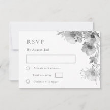 Cartão de Resposta de Casamento em Aquarela Cinza