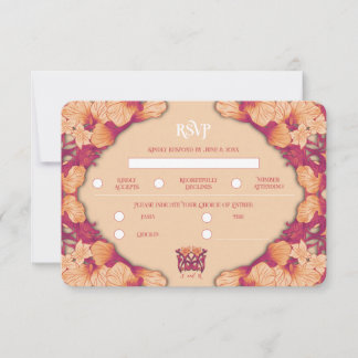 Cartão de Resposta de Casamento em Aquarela Laranj
