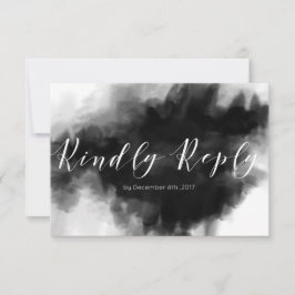 Cartão de Resposta de Casamento em Aquarela Preta 