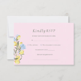 Cartão de Resposta de Casamento em Aquarela Rosa P
