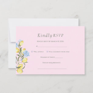 Cartão de Resposta de Casamento em Aquarela Rosa P