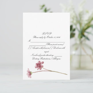 Cartão de Resposta de Casamento em Aquarela Rosa P