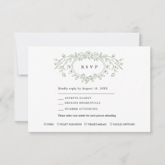 Cartão de Resposta de Casamento em Arte de Linha F