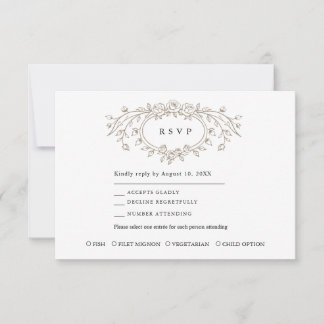 Cartão de Resposta de Casamento em Arte Linear Flo