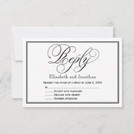 Cartão de Resposta de Casamento em Caligrafia Pret