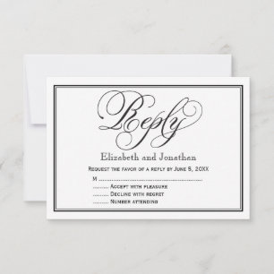 Cartão de Resposta de Casamento em Caligrafia Pret