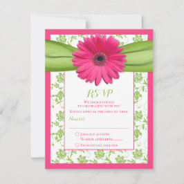Cartão de Resposta de Casamento em Damasco Floral