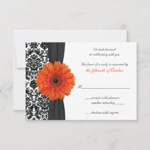 Cartão de Resposta de Casamento em Damask com Gérb