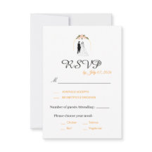 Cartão de Resposta de Casamento em Letra Elegante