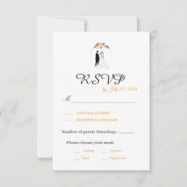 Cartão de Resposta de Casamento em Letra Elegante