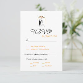 Cartão de Resposta de Casamento em Letra Elegante