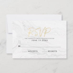 Cartão de Resposta de Casamento em Mármore Branco