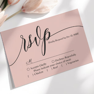 Cartão de Resposta de Casamento em Rosa Coral Maci
