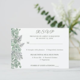 Cartão de Resposta de Casamento em Verde Salvia Eu